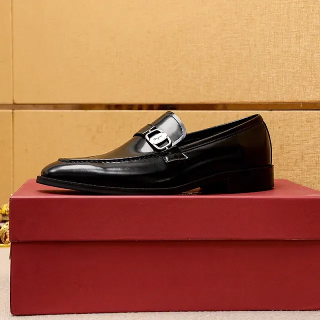 Salvatore Ferragamo Gancini Loafer Black Glossy Leather Loafers 6