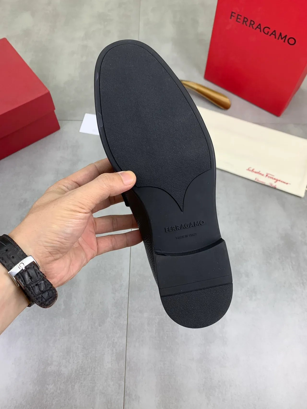 Salvatore Ferragamo Gancini Loafer Black Pebbled Leather Loafers 3