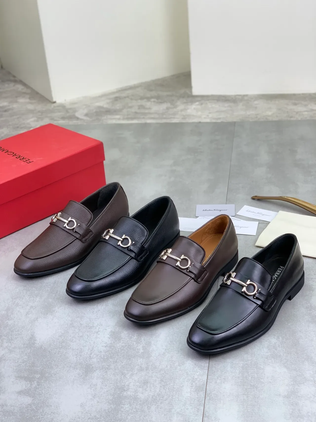 Salvatore Ferragamo Gancini Loafer Brown Leather Slip-On Loafers 2