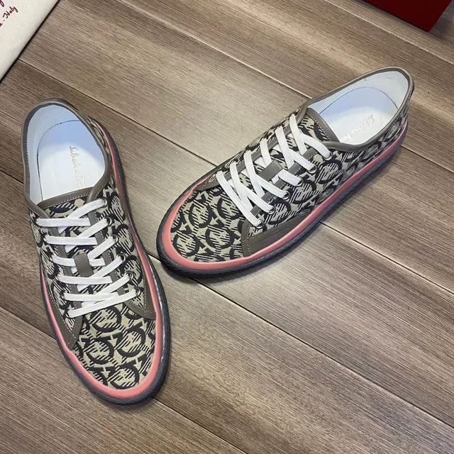 Salvatore Ferragamo Monogram-Print Canvas Low-Top Sneakers 2