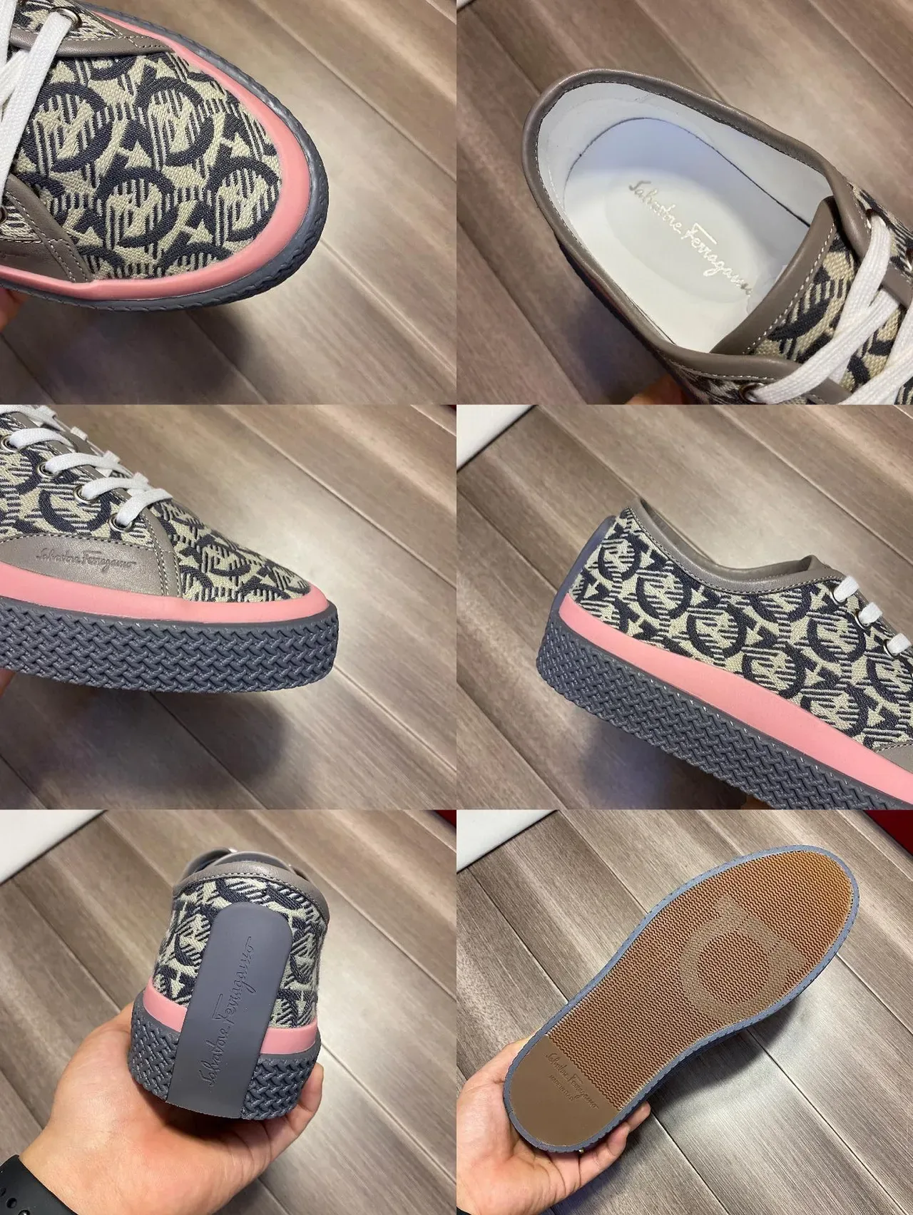 Salvatore Ferragamo Monogram-Print Canvas Low-Top Sneakers 3