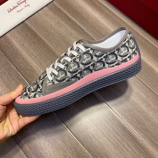 Salvatore Ferragamo Monogram-Print Canvas Low-Top Sneakers 4