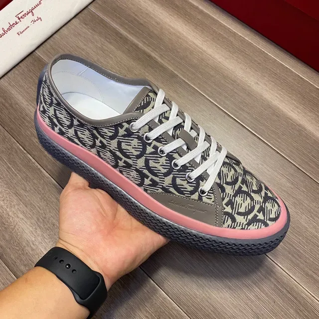 Salvatore Ferragamo Monogram-Print Canvas Low-Top Sneakers 5