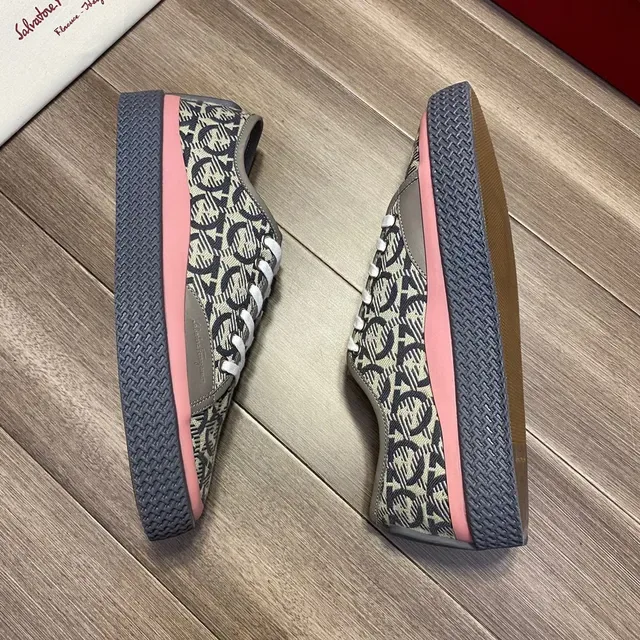 Salvatore Ferragamo Monogram-Print Canvas Low-Top Sneakers 6