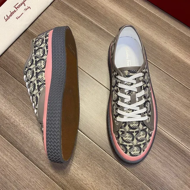 Salvatore Ferragamo Monogram-Print Canvas Low-Top Sneakers 7