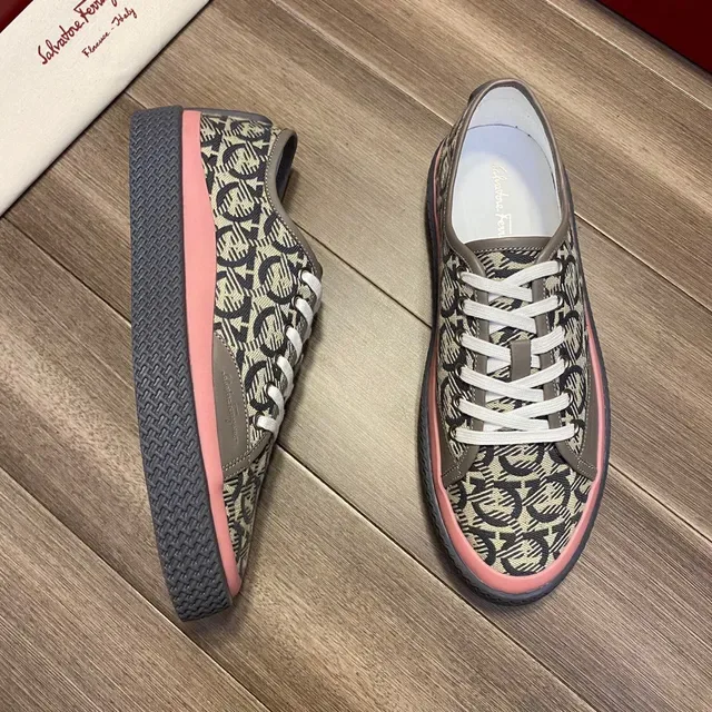 Salvatore Ferragamo Monogram-Print Canvas Low-Top Sneakers 8