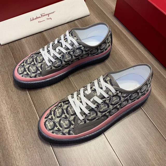 Salvatore Ferragamo Monogram-Print Canvas Low-Top Sneakers 9