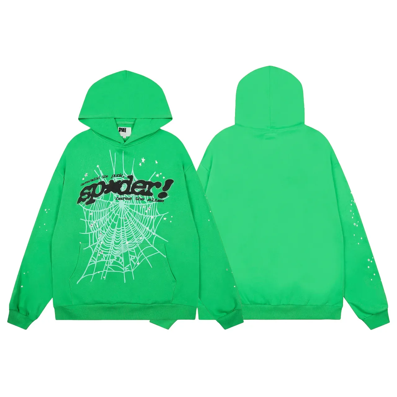 Sp5der Verde Preto Impressão Gráfica Conjunto Esportivo Oversized 6