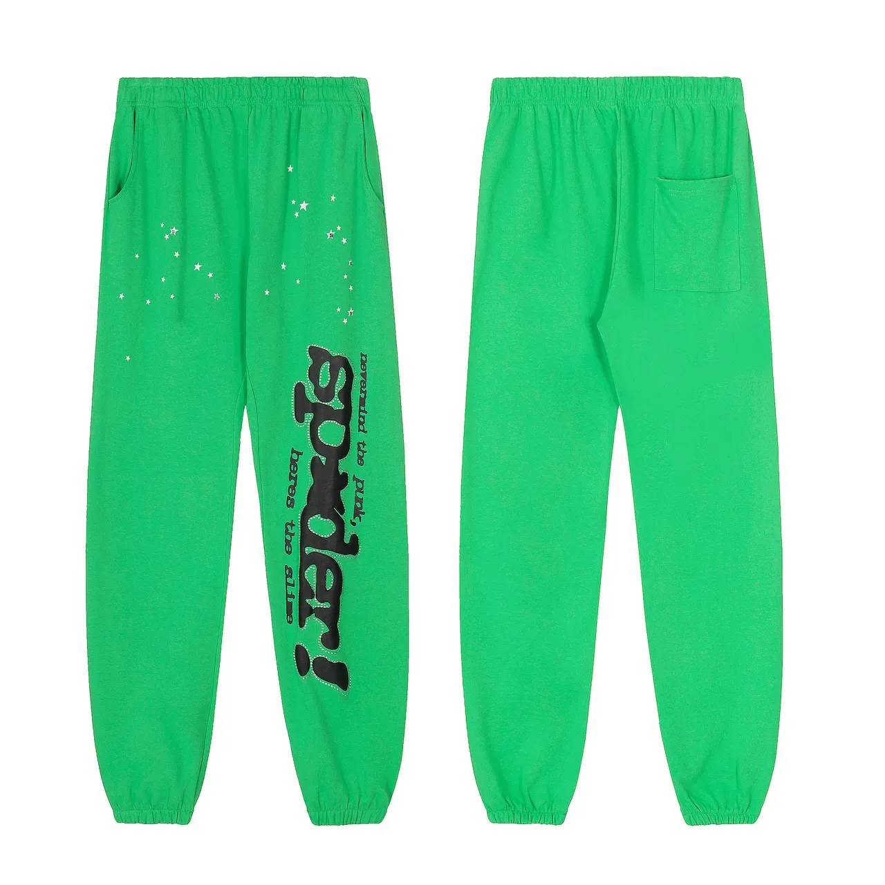 Sp5der Verde Preto Impressão Gráfica Conjunto Esportivo Oversized 7