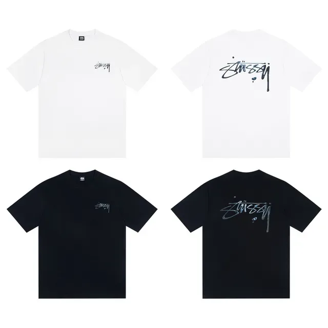 Stussy Stock Logo White and Black T-Shirt 2