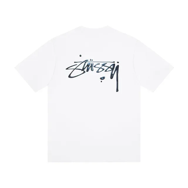 Stussy Stock Logo White and Black T-Shirt 4