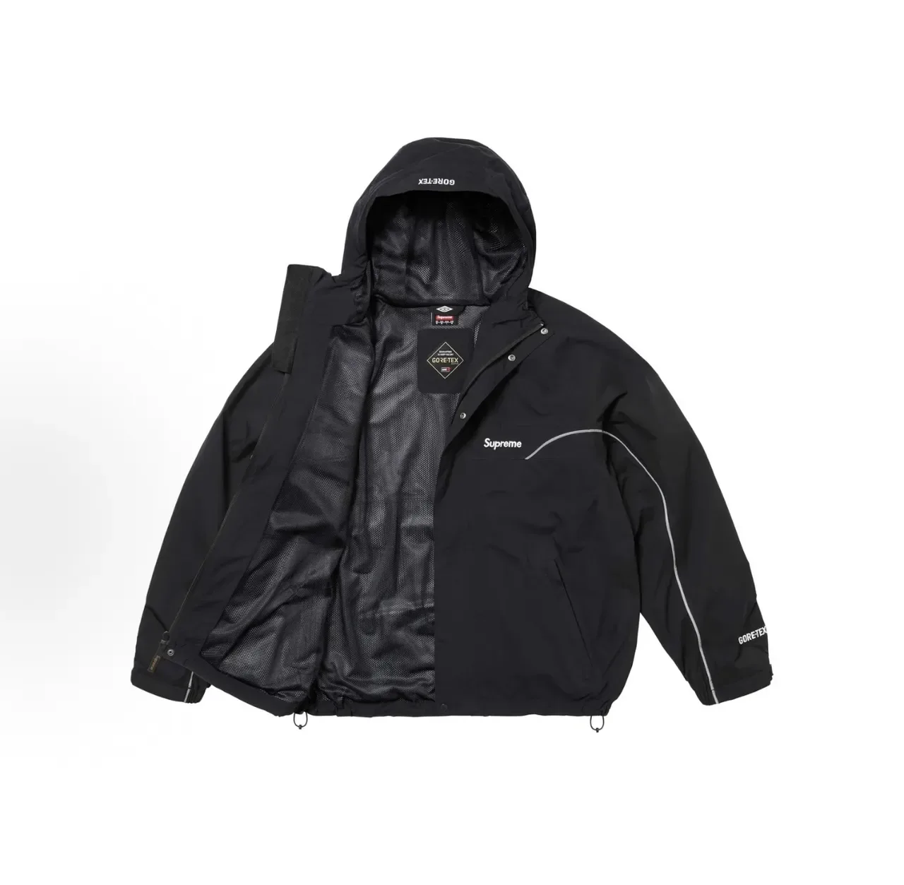 Supreme GORE-TEX Hooded Black White Snap-Front Jacket 7