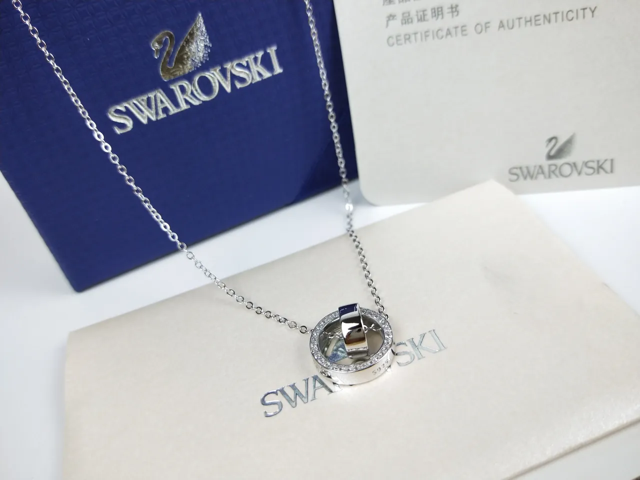 Swarovski Collier Pendentif à Cristal Circulaire Pavé Rotatif 6