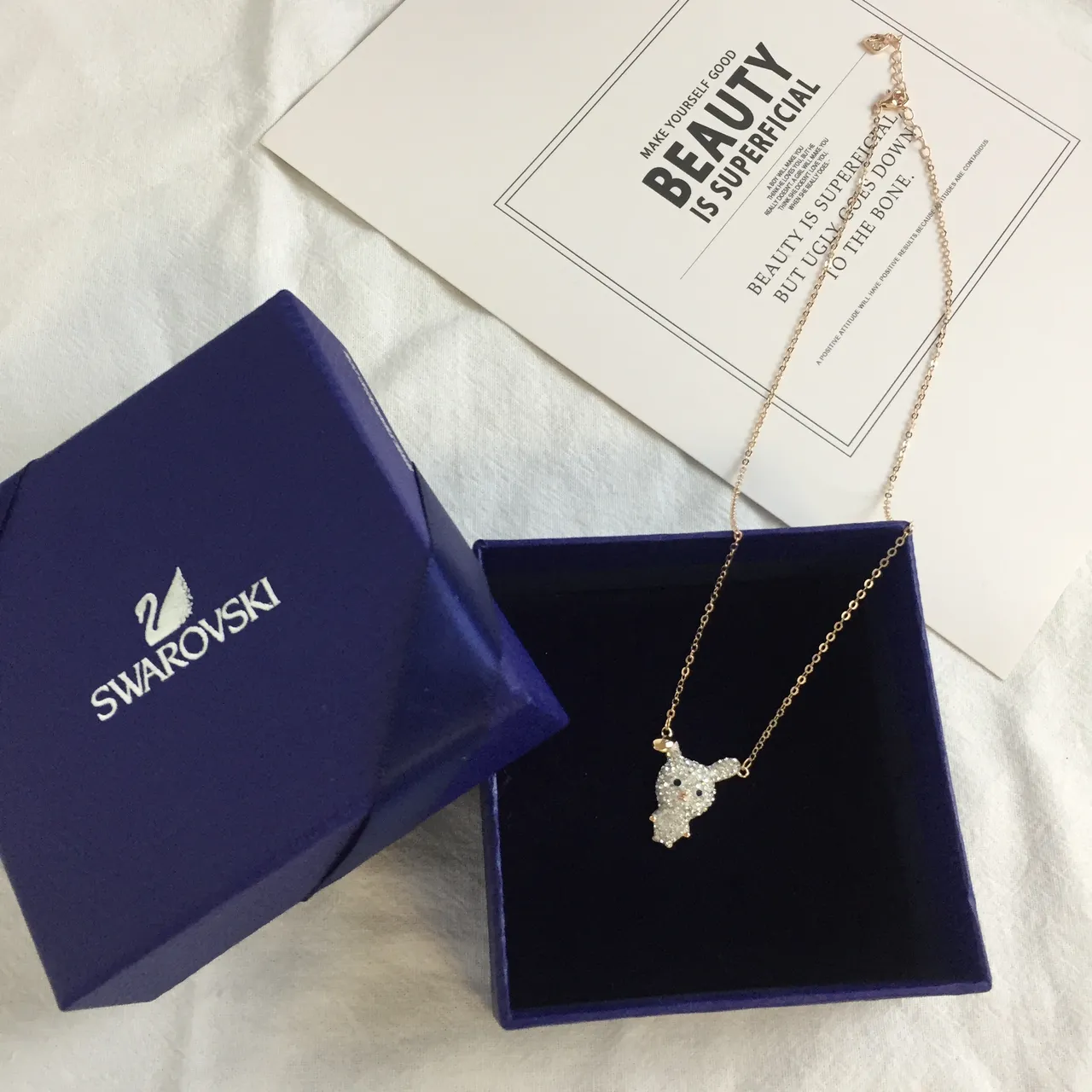 Swarovski Crystal Animal Gold White Necklace 2