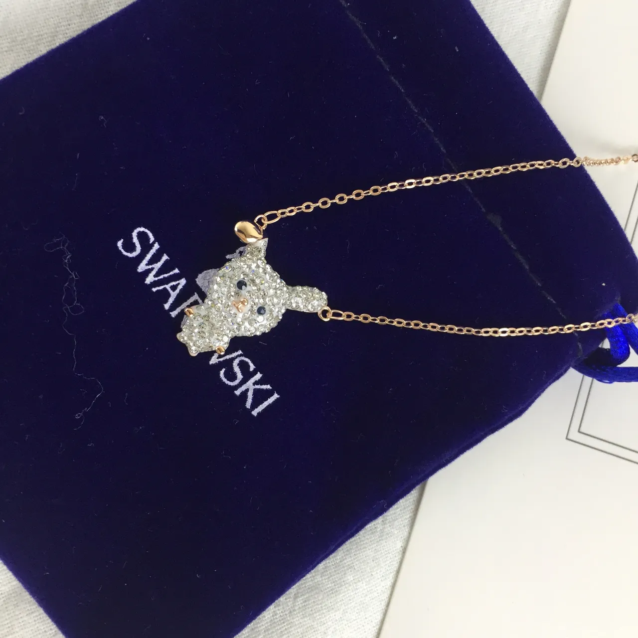 Swarovski Crystal Animal Gold White Necklace 4