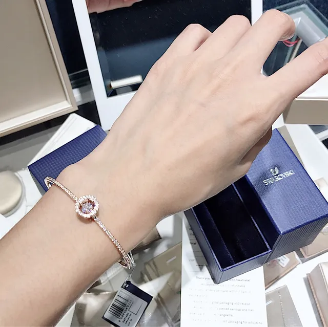 Swarovski Dourado Azul Pavé-Crystal Banda Metálica Bracelete 4