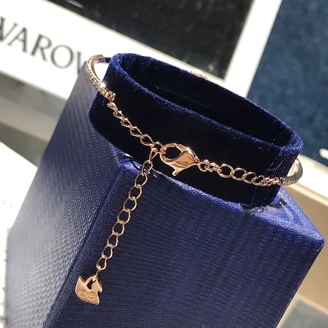 Swarovski Dourado Azul Pavé-Crystal Banda Metálica Bracelete 8