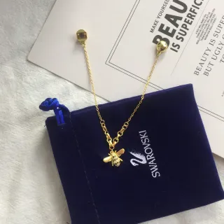 Swarovski Gold Navy Chain Magnetic Stud Earrings Necklace