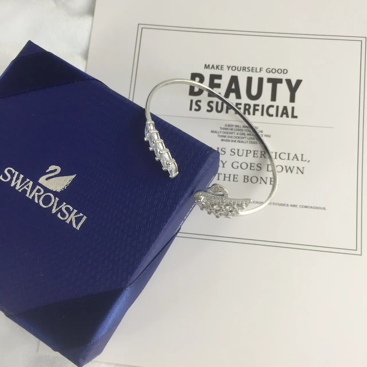 Swarovski Swan Pavé Crystal Open Bangle Bracelet 3