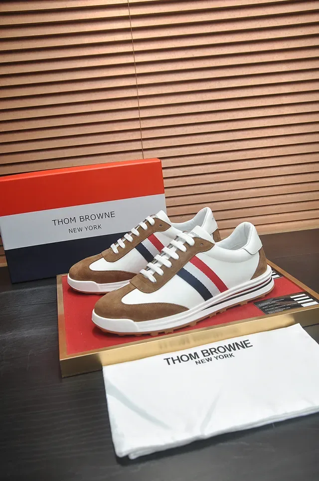 Thom Browne Classic Stripe Sneaker White Brown Red Blue Lifestyle Sneakers 4