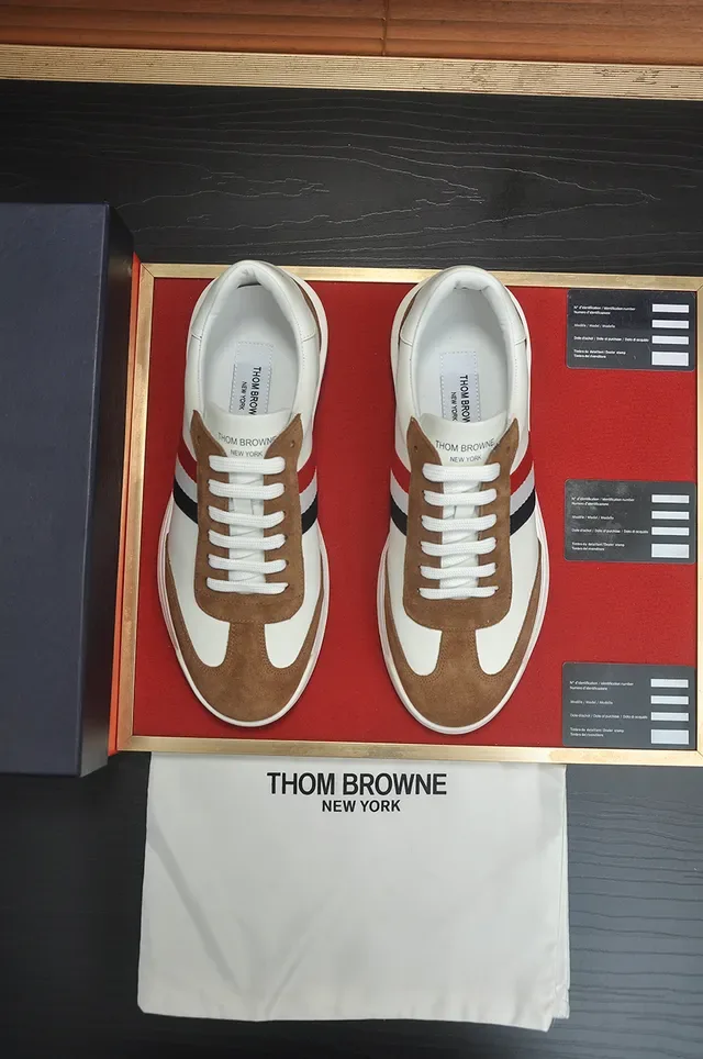 Thom Browne Classic Stripe Sneaker White Brown Red Blue Lifestyle Sneakers 5