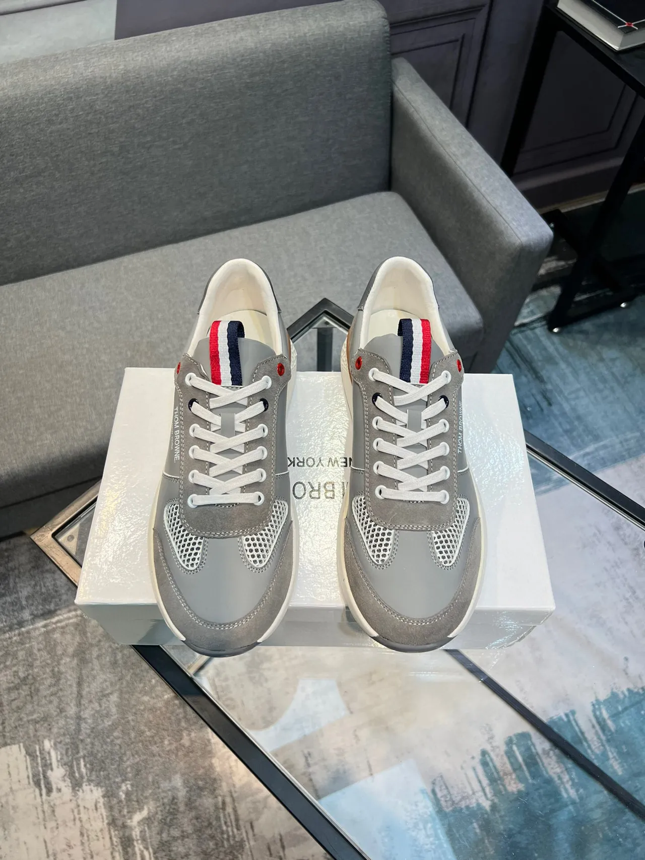 Thom Browne Gray Suede and Mesh Lifestyle Sneaker 2
