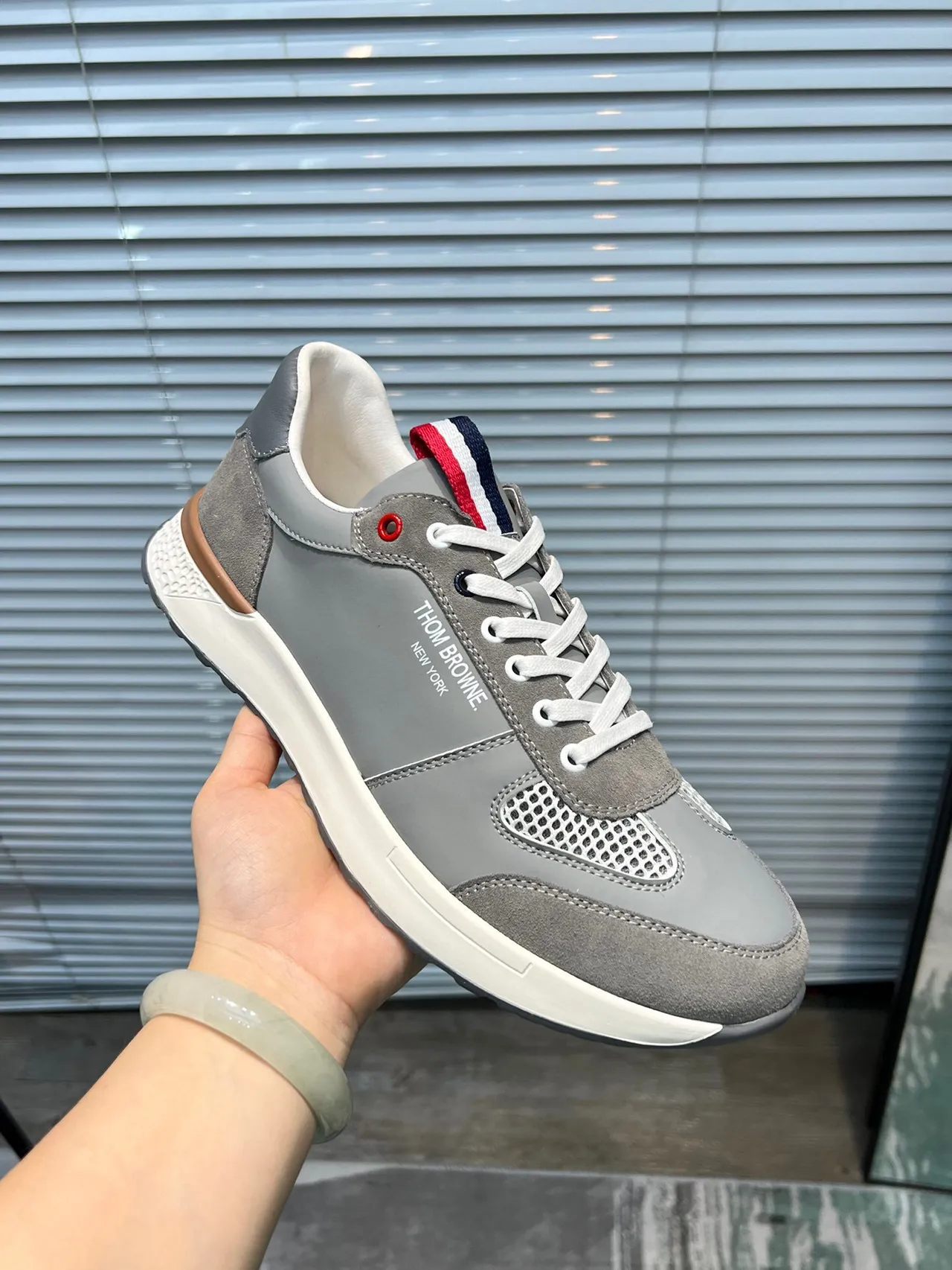 Thom Browne Gray Suede and Mesh Lifestyle Sneaker 6