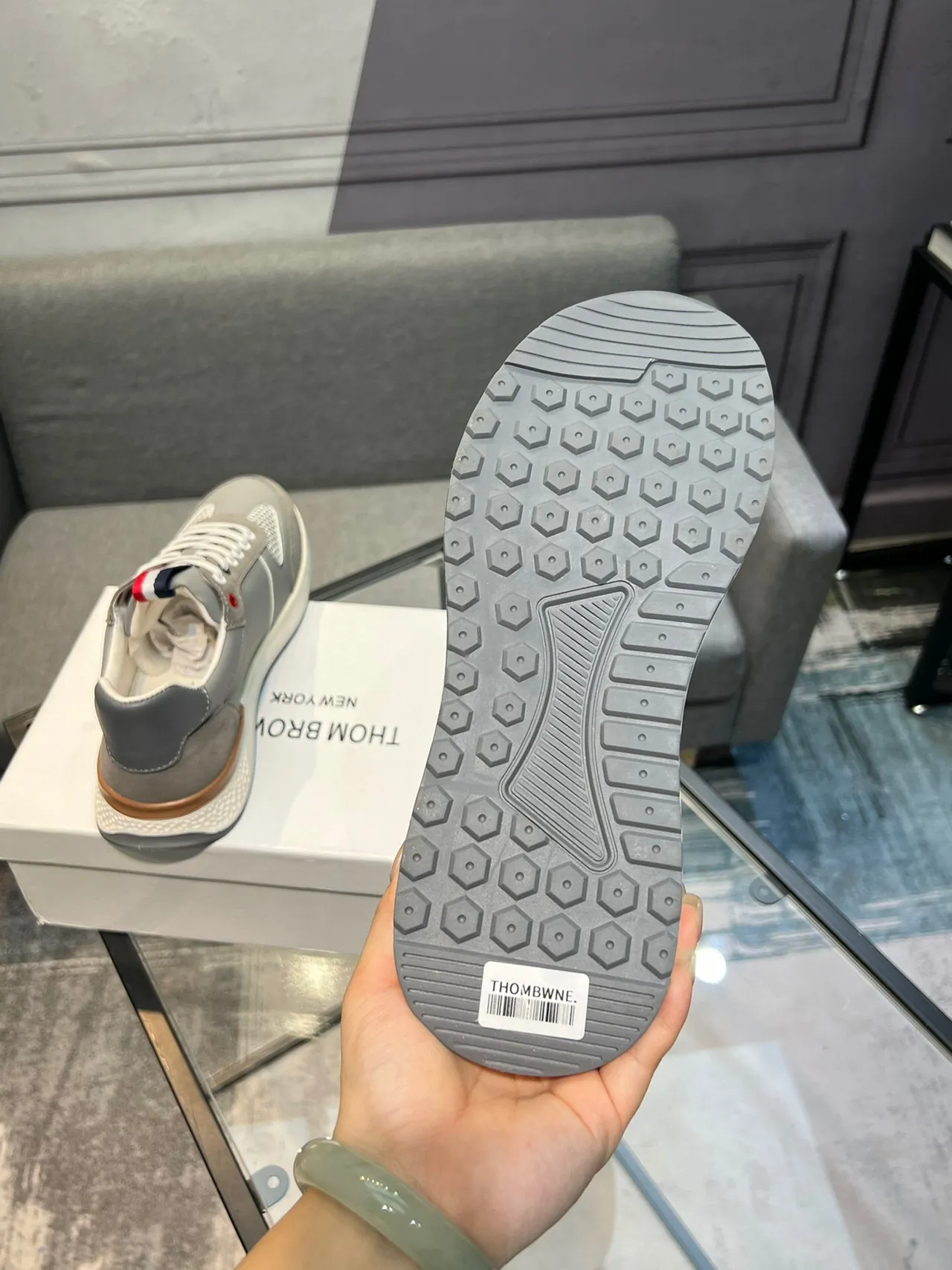 Thom Browne Gray Suede and Mesh Lifestyle Sneaker 7