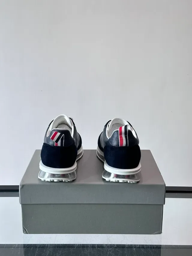 Thom Browne Navy Perforated Suede Lifestyle Sneakers 3