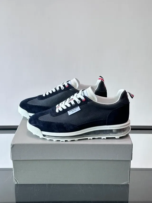 Thom Browne Navy Perforated Suede Lifestyle Sneakers 5