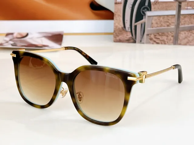Tiffany & Co. Angular Cat-Eye Pink Acetate Gradient Brown Sunglasses 5