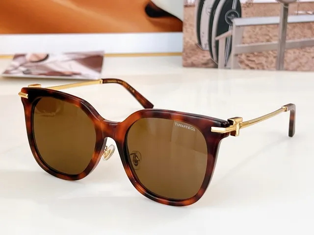 Tiffany & Co. Angular Cat-Eye Pink Acetate Gradient Brown Sunglasses 7