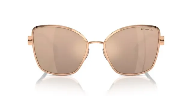 Tiffany & Co. Lunettes de Soleil Yeux de Chat Géométriques Dorées Dégradé Marron 2