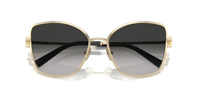 Tiffany & Co. Lunettes de Soleil Yeux de Chat Géométriques Dorées Dégradé Marron 5