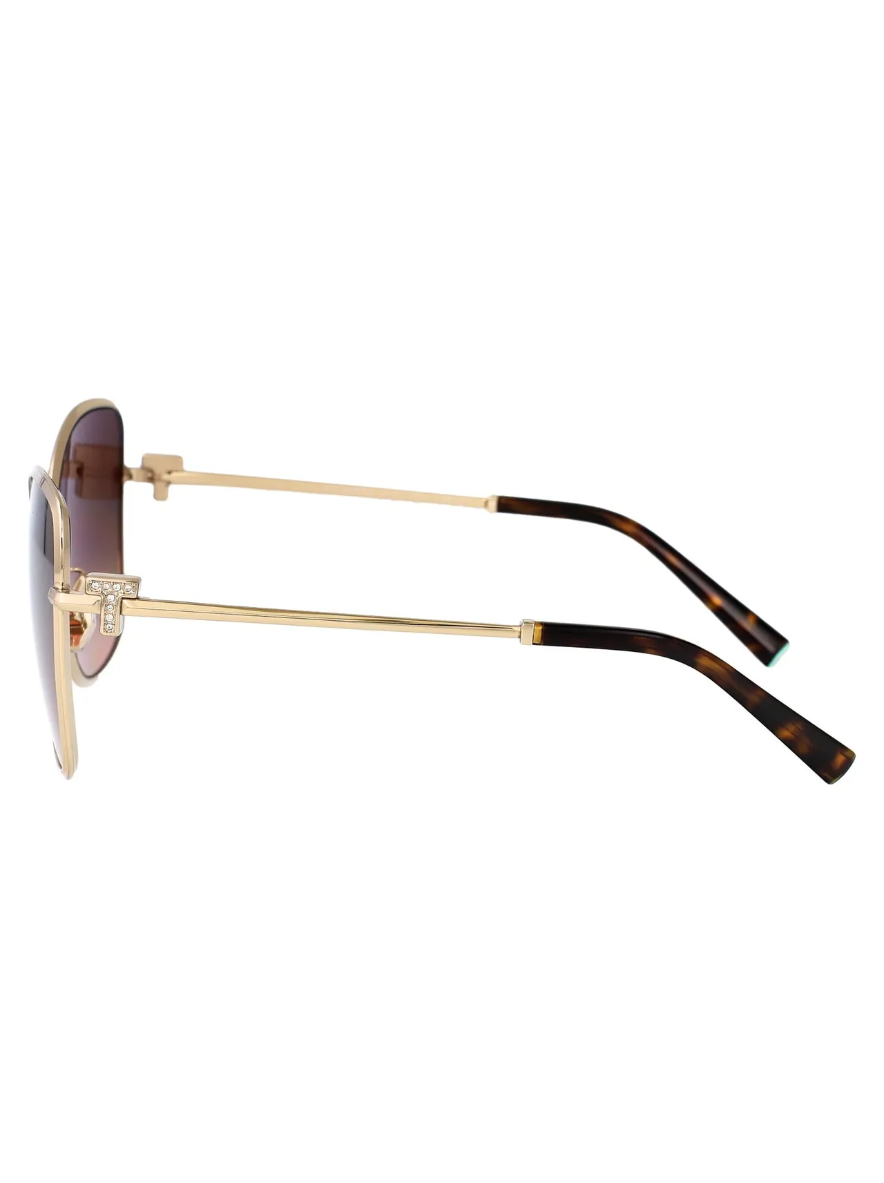 Tiffany & Co. Lunettes de Soleil Yeux de Chat Géométriques Dorées Dégradé Marron 6