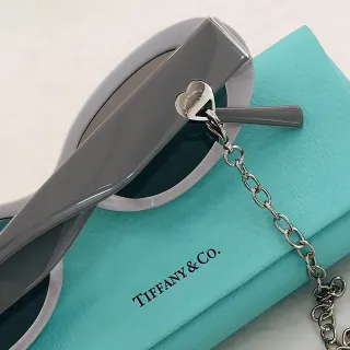 Tiffany & Co. Gray Silver Acetate Frame Translucent White Inner Rim Sunglasses