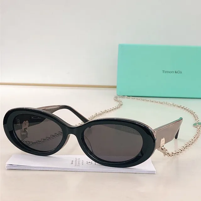 Tiffany & Co. Gray Silver Acetate Frame Translucent White Inner Rim Sunglasses 8
