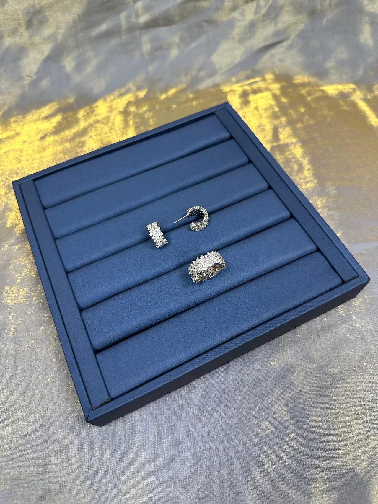 Tiffany & Co. Silver Blue Wide Pavé Band Multi-Row Diamond Setting Ring 5