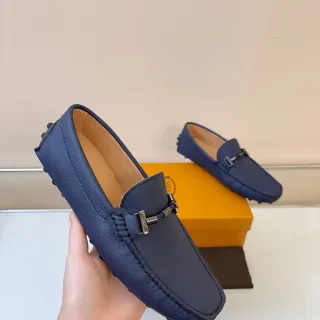 Tod's Gommino Loafer Navy Blue Textured Leather Pebble-Sole Loafers