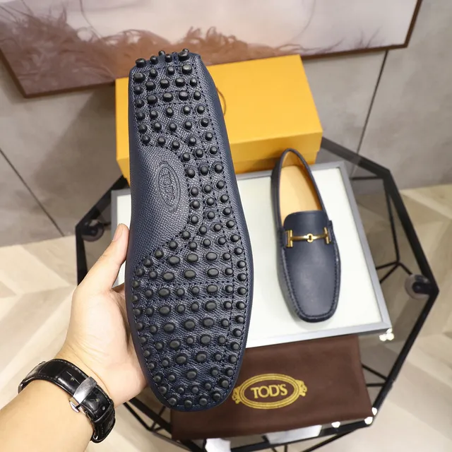 Tod's Horsebit حذاء لوفر أزرق بحري جلد نسيجي سهل الارتداء 3