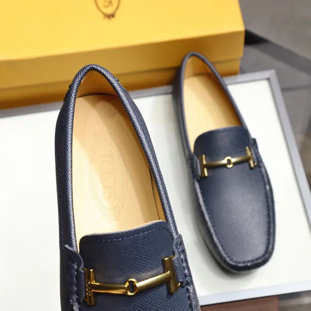 Tod's Horsebit حذاء لوفر أزرق بحري جلد نسيجي سهل الارتداء 4