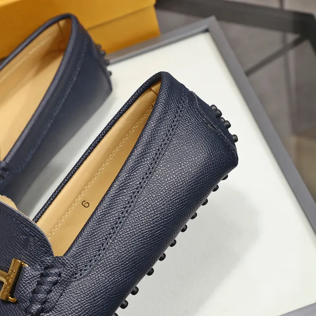 Tod's Horsebit حذاء لوفر أزرق بحري جلد نسيجي سهل الارتداء 5