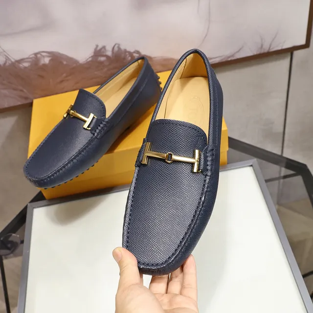 Tod's Horsebit حذاء لوفر أزرق بحري جلد نسيجي سهل الارتداء 7