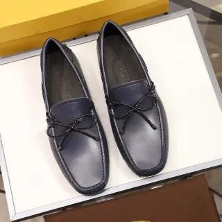 Tod's Loafer Navy Black Leather Braided Rope Bow Loafer