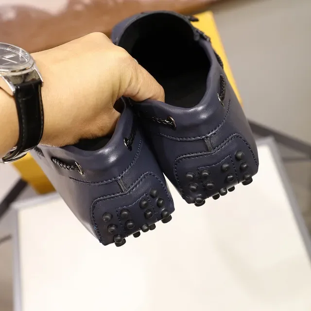 Mocassin Tod's Navy Noir Cuir Tressé Corde Nœud 3