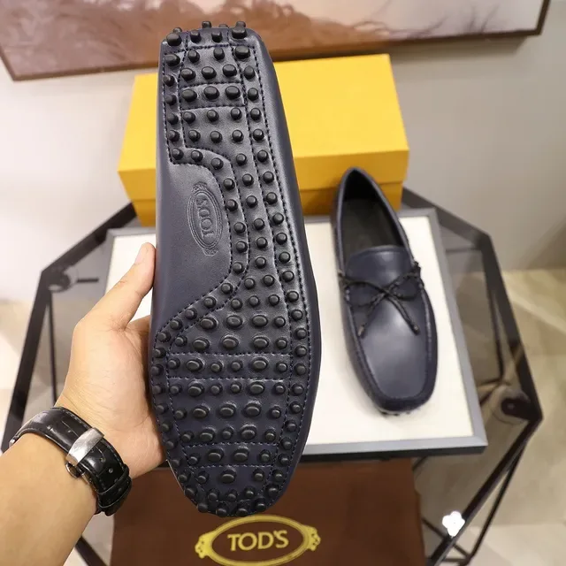 Mocassin Tod's Navy Noir Cuir Tressé Corde Nœud 4