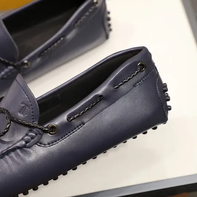 Mocassin Tod's Navy Noir Cuir Tressé Corde Nœud 5