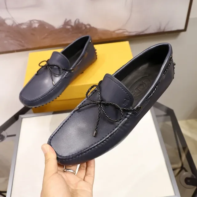 Mocassin Tod's Navy Noir Cuir Tressé Corde Nœud 7