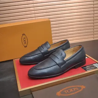 Tod's Penny Loafer Black Pebbled Leather Loafers