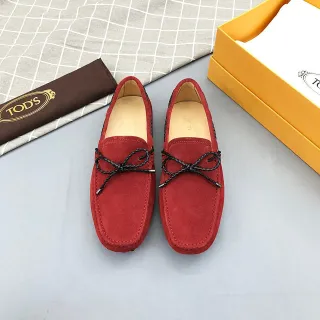 Tod's Rope Bow Loafer Red Black Suede Upper Detail Loafer